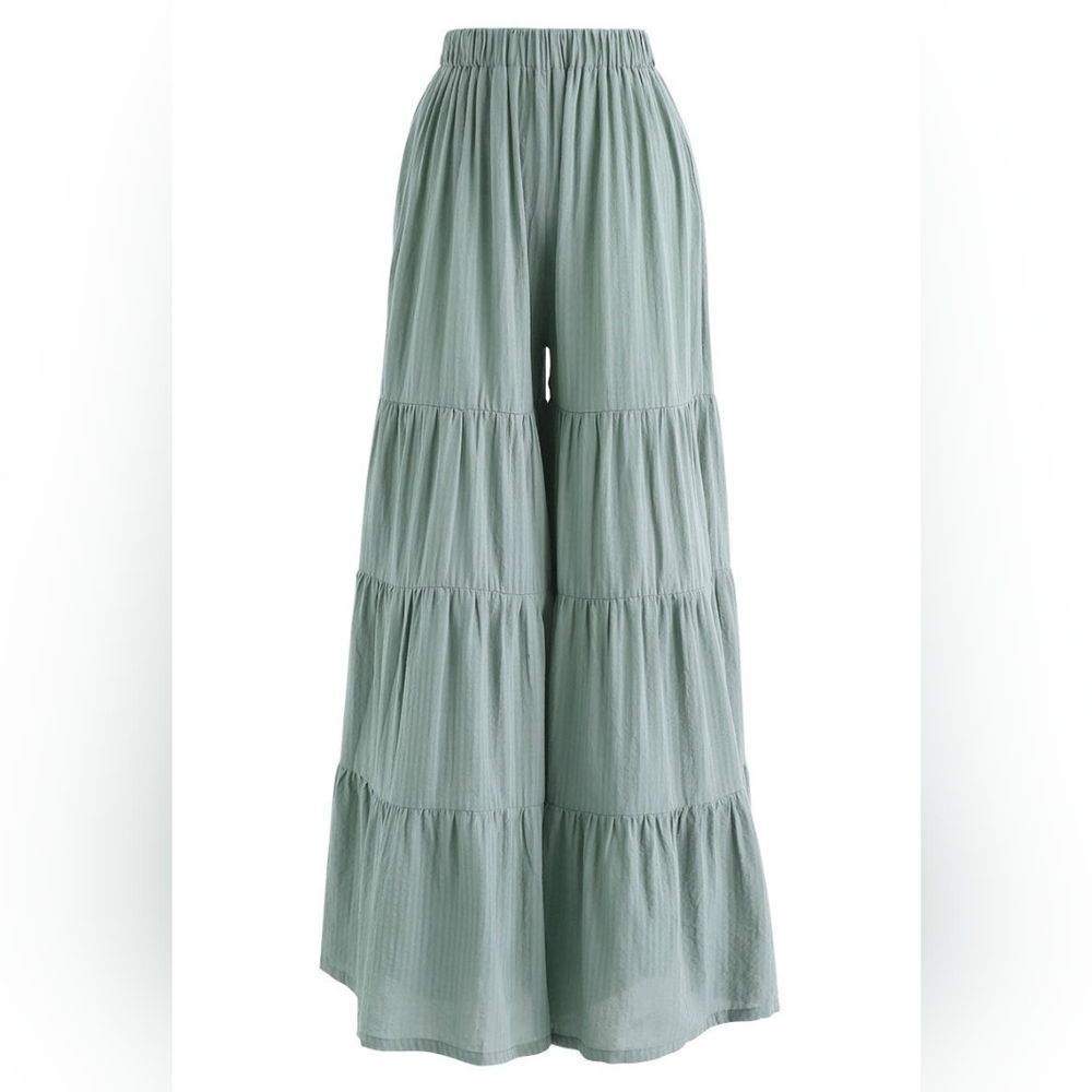 Chicwish Sunny Days Wide Leg Pants Sage Green Size Medium Large